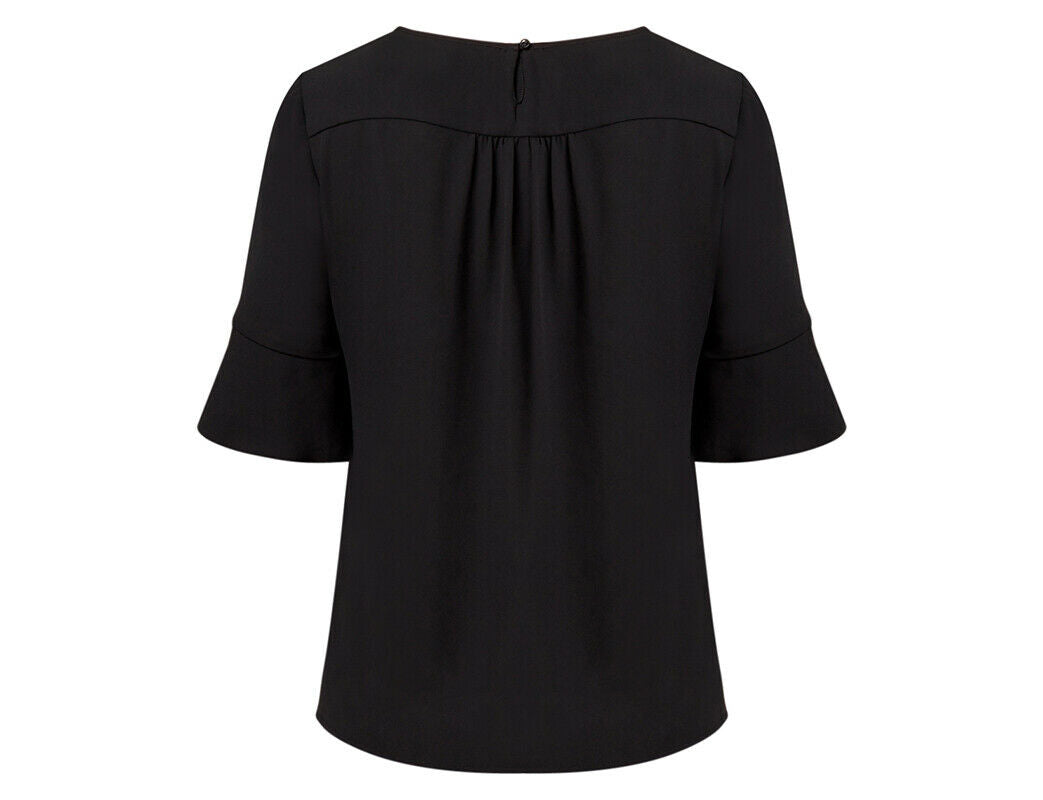 NNT Womens French Georgette Fluted Sleeve Formal Top Lightweight Business CATUBZ- Bannav S Bannav LLC 