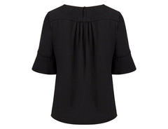 NNT Womens French Georgette Fluted Sleeve Formal Top Lightweight Business CATUBZ- Bannav S Bannav LLC 