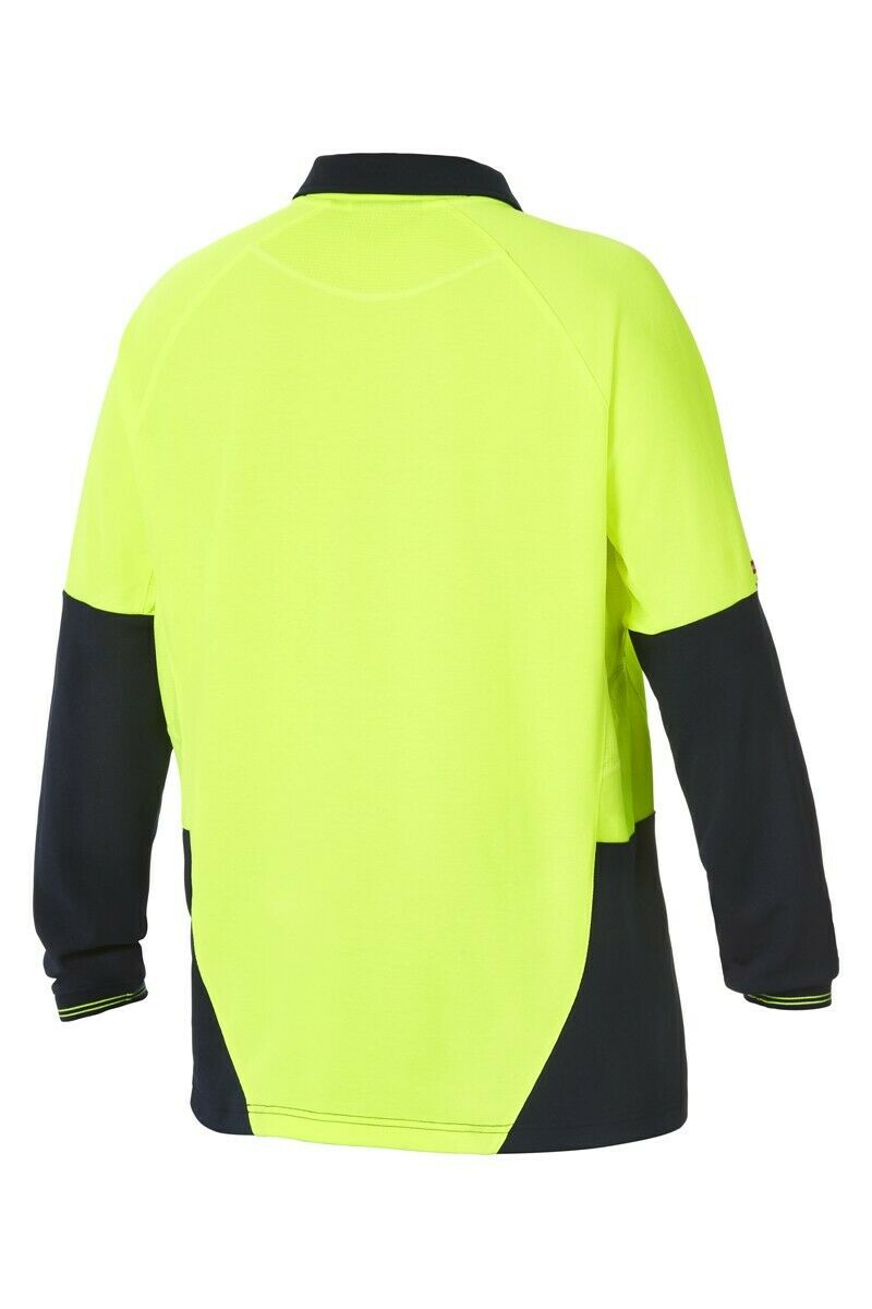 Hard Yakka Koolgear Hi-Vis Summer Long Sleeve Vent Polo Shirt Work Y11389- Bannav S Bannav LLC 
