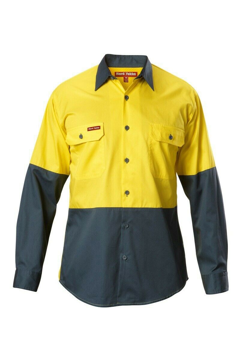 Hard Yakka Koolgear Hi-Vis Long Sleeve Work Shirt Vented Lightweight Y07558- Bannav S Bannav LLC 
