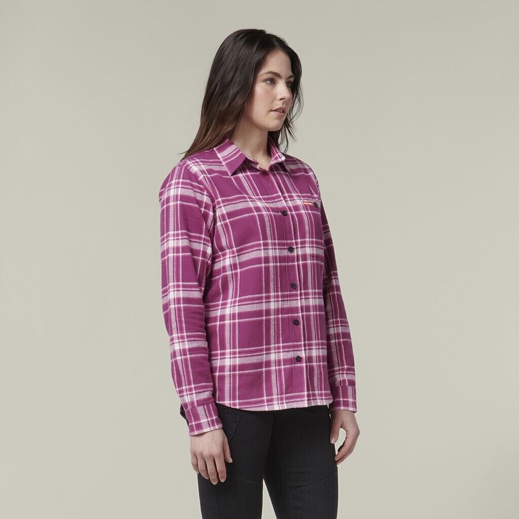 HARD YAKKA Women's Fit Check Flannie Shirt Relaxed Fit Smart Stylish Y08744- Bannav S Bannav LLC 