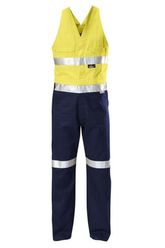 Mens Hard Yakka Hi-Vis 2 Tone Cotton Drill Action Overalls Work Taped Y01055- Bannav S Bannav LLC 