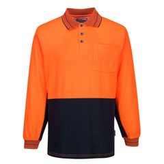 Portwest Mens Hi-Vis Prime Mover Cotton Long Sleeve Work Polo Shirt 2 Tone MP213- Bannav S Bannav LLC 