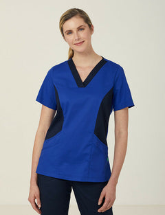 NNT Womens Nightingale V Neck Contrast Scrub Top Nurse Workwear Comfort CATULL- Bannav S Bannav LLC 