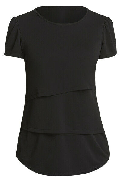 NNT Womens Short Sleeve Layered Top Curved Hemline Formal Comfy Business CATU7C- Bannav S Bannav LLC 