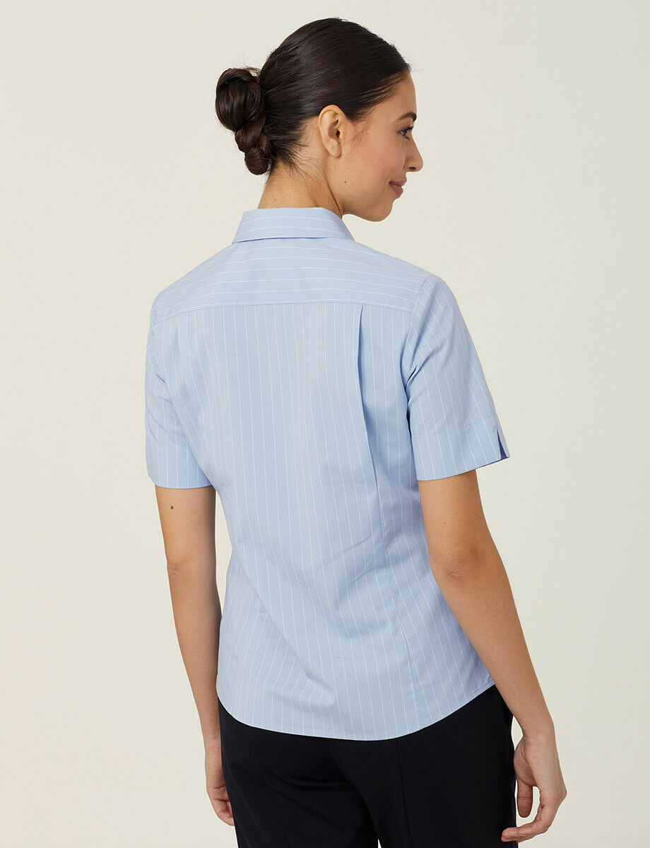 NNT Womens Avignon Pintripe Short Sleeve Slim Casual Shirt  Business CATUK6- Bannav S Bannav LLC 