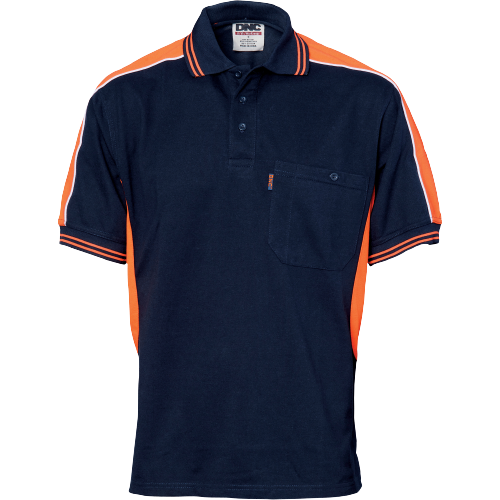DNC Workwear Mens Polyester Cotton Panel Polo Shirt - Short Sleeve Casual 5214- Bannav S Bannav LLC 