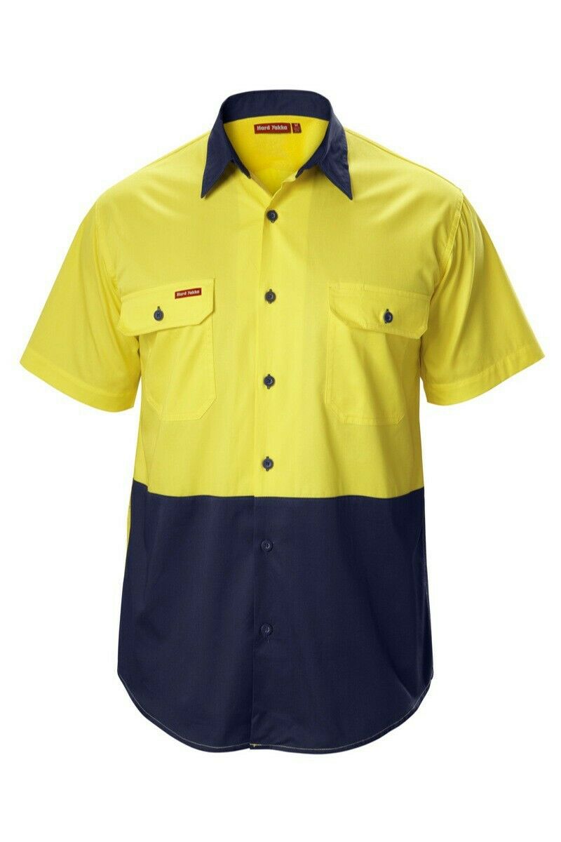 Hard Yakka Koolgear Shirt Hi-Vis Short Sleeve Vented Safety Work Y07559- Bannav S Bannav LLC 