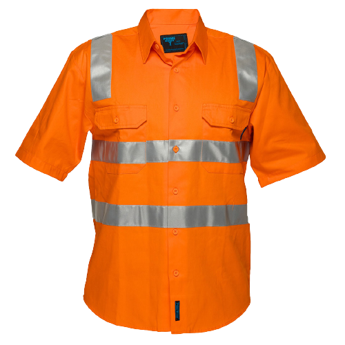 Portwest Hi-Vis Regular Weight Short Sleeve Shirt with Tape over Shoulder MS192- Bannav S Bannav LLC 