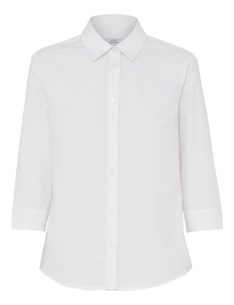 NNT Womens Avignon Formal Stripe 3/4 Sleeve Business Shirts Regular Fit CATUKY- Bannav S Bannav LLC 