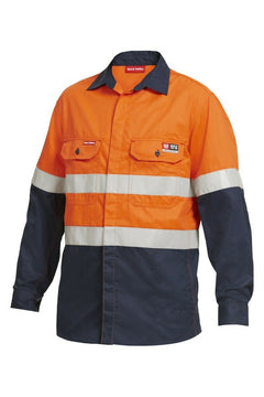 Mens Hard Yakka Protect Mining Work Hi-Vis Fire Resistant Safety Shirt Y04350- Bannav S Bannav LLC 