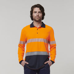 Hard Yakka Mens Safety Work Long Sleeve HI VIS Taped Polo Y19619- Bannav S Bannav LLC 