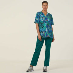 NNT Uniforms Unisex Warlu Indigenous Print Scrub Top V Neck Nurses Work CATRFR- Bannav S Bannav LLC 