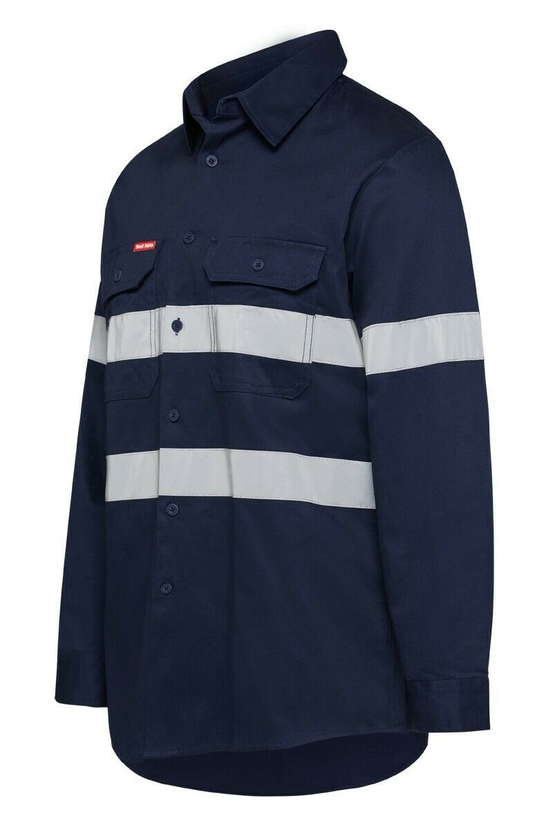Hard Yakka Foundations Long Sleeve Taped Cotton Drill Work Shirt Y07227- Bannav S Bannav LLC 