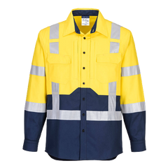 Portwest Hi-Vis Stretch Long Sleeve Shirt Reflective Tape Work Safety MS103- Bannav S Bannav LLC 