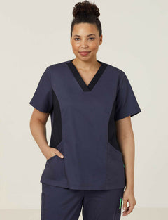 NNT Womens Nightingale V Neck Contrast Scrub Top Nurse Workwear Comfort CATULL- Bannav S Bannav LLC 