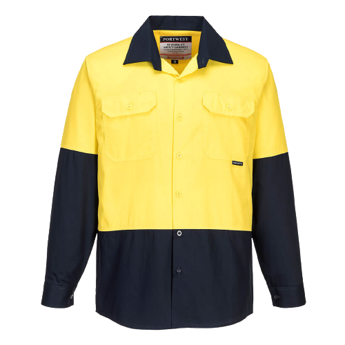 Portwest Hi-Vis Two Tone Lightweight Long Sleeve Shirt Reflective Safety MS801- Bannav S Bannav LLC 