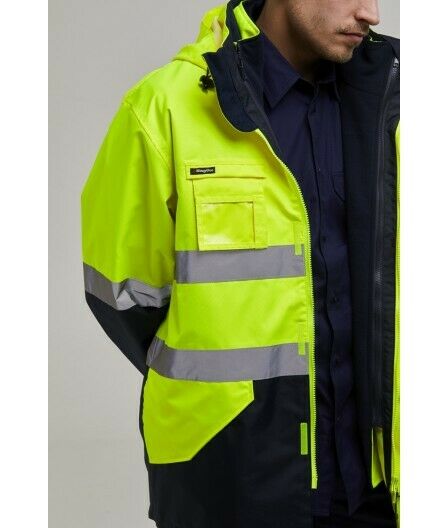 KingGee 4 in 1 Waterproof Jacket Fleece Insulated Hood Safety Hi-Vis K55300- Bannav S Bannav LLC 