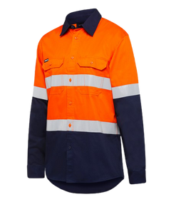 KingGee Mens Stretch Spliced Shirt Hi-Vis Tape Reflective Work Safety K04050- Bannav S Bannav LLC 