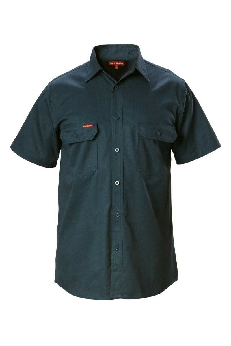 Hard Yakka Cotton Drill Work Shirt Button Short Sleeve Workwear Top Y07510- Bannav S Bannav LLC 