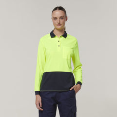 Hard Yakka Womens Safety Work Long Sleeve HI VIS Polo Y08603- Bannav S Bannav LLC 