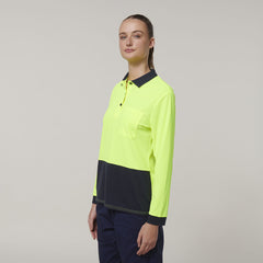 Hard Yakka Womens Safety Work Long Sleeve HI VIS Polo Y08603- Bannav S Bannav LLC 