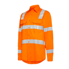 Hard Yakka Womens Foundation Biomotion HiVis Taped Reflective Work Shirt Y08420- Bannav S Bannav LLC 