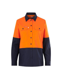 Hard Yakka Womens Long Sleeve HI Vis 2 Tone Reflective Vented Shirt Y08423- Bannav S Bannav LLC 