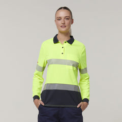 Hard Yakka Safety Work Womens Long Sleeve HI VIS Taped Polo Y08604- Bannav S Bannav LLC 