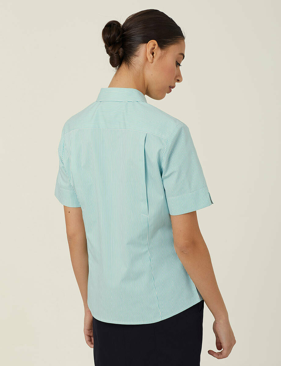 NNT Womens Avignon Stripe Short Sleeve Slim Casual Shirt Regular Business CATUK5- Bannav S Bannav LLC 