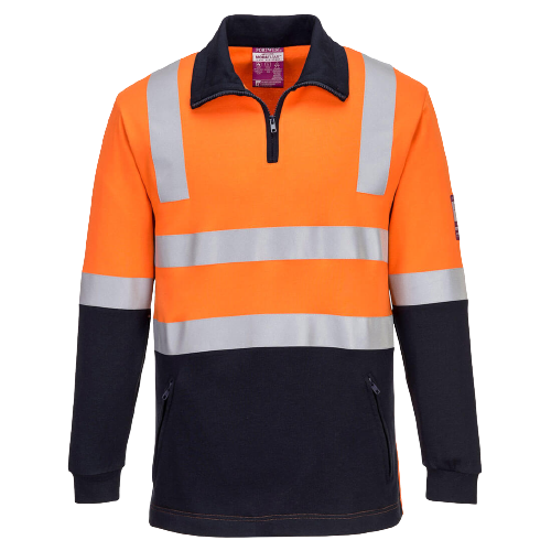 Portwest Flame Resistant Hi-Vis Brushed Fleece 1/2 Zip Jumper Comfortable MF202- Bannav S Bannav LLC 