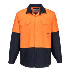 Portwest Hi-Vis Two Tone Lightweight Long Sleeve Shirt Reflective Safety MS801- Bannav S Bannav LLC 