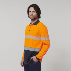 Hard Yakka Mens Safety Work Long Sleeve HI VIS Taped Polo Y19619- Bannav S Bannav LLC 