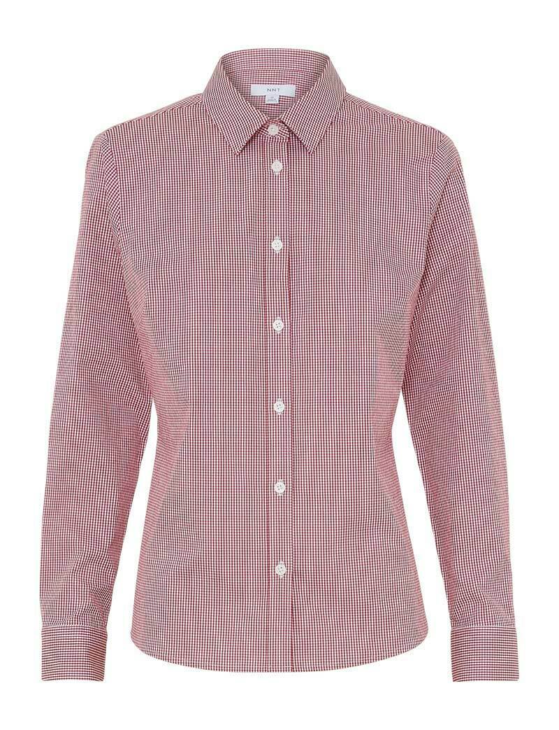 NNT Womens Avignon Gingham Business Shirts Long Sleeve Check Formal Shirt CATUKS- Bannav S Bannav LLC 