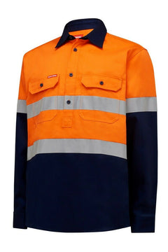 Hard Yakka Mens Core Hi-Vis Job Site Safety Tough Cotton Work Shirt Taped Y04615- Bannav S Bannav LLC 