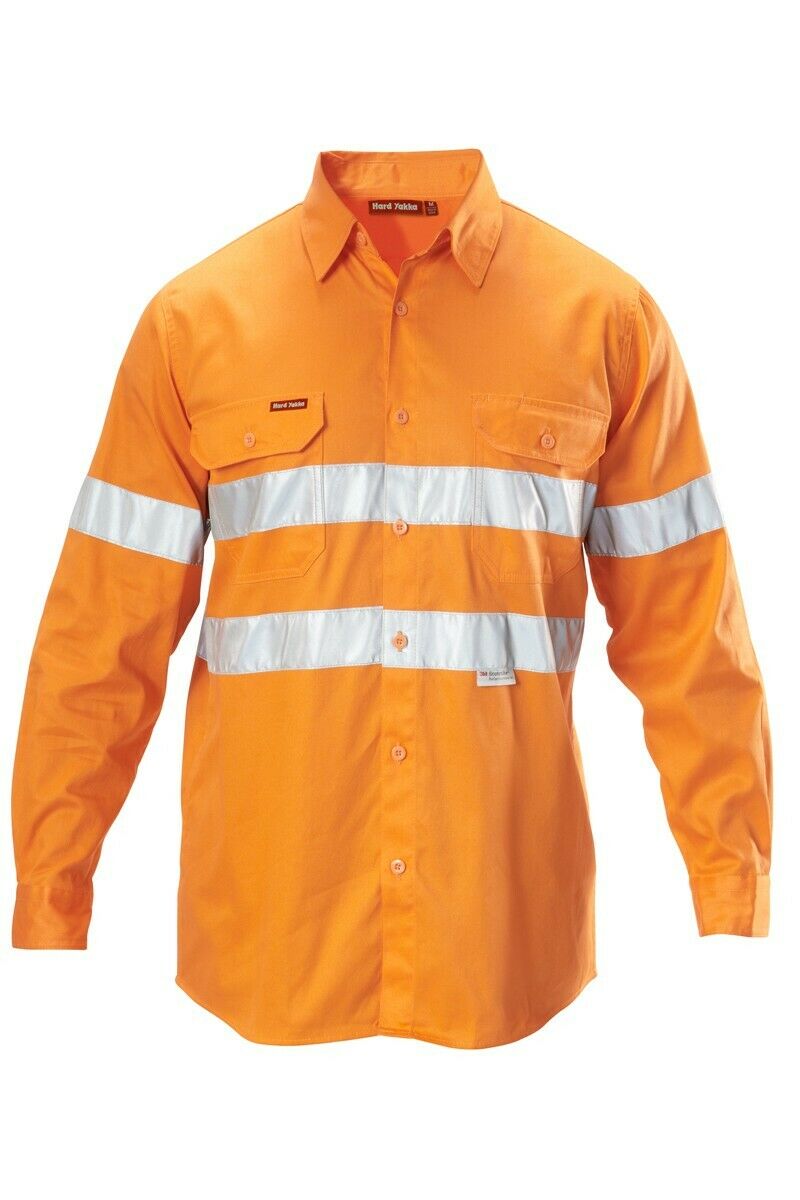 Hard Yakka Foundations Long Sleeve Taped Cotton Drill Work Shirt Y07227- Bannav S Bannav LLC 