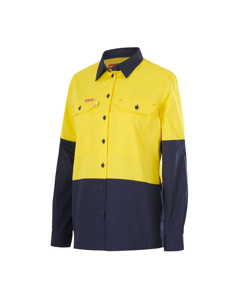 Hard Yakka Womens Long Sleeve HI Vis 2 Tone Reflective Vented Shirt Y08423- Bannav S Bannav LLC 