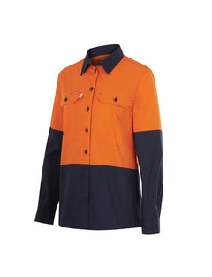 Hard Yakka Womens Long Sleeve HI Vis 2 Tone Reflective Vented Shirt Y08423- Bannav S Bannav LLC 