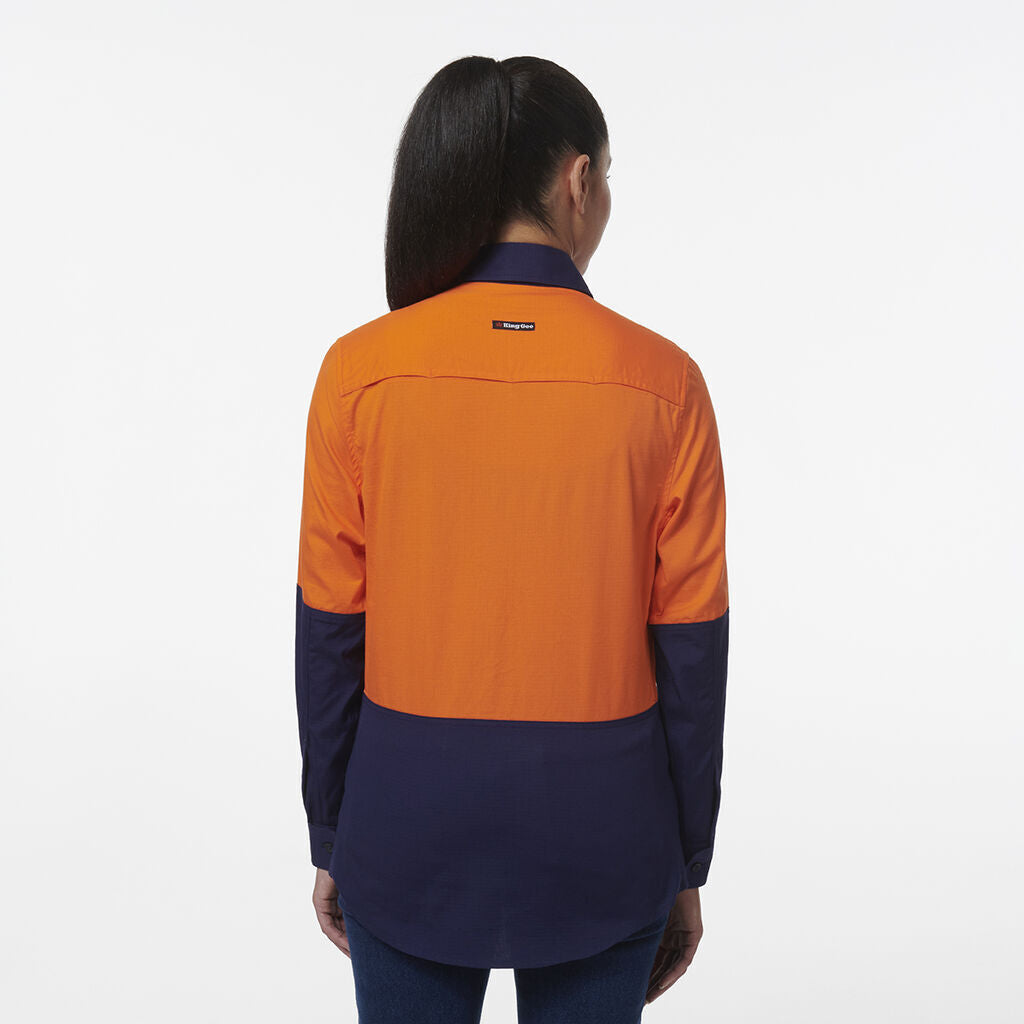 KingGee Womens Workcool Vented Closed Front Spliced Two Toned Shirt K44211- Bannav S Bannav LLC 