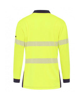 KingGee Mens Hi-Vis Workcool Summer Polo Shirt Long Sleeve Taped Work K54225- Bannav S Bannav LLC 