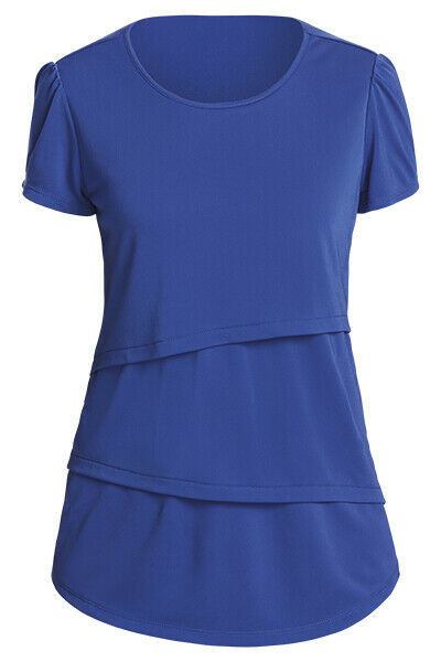 NNT Womens Short Sleeve Layered Top Curved Hemline Formal Comfy Business CATU7C- Bannav S Bannav LLC 
