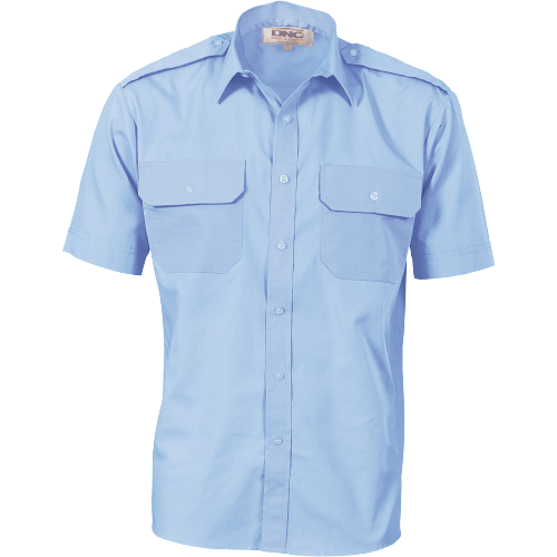 DNC Workwear Mens Epaulette Polyester Cotton Work Shirt Short Sleeve Casual 3213- Bannav S Bannav LLC 