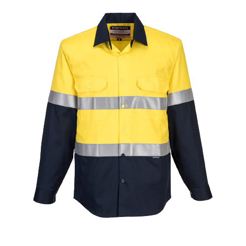Portwest Flame Resistant Shirt Hi-Vis Work Long Sleeve Closed Front Taped MF101- Bannav S Bannav LLC 