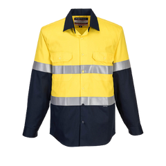 Portwest Flame Resistant Shirt Hi-Vis Work Long Sleeve Closed Front Taped MF101- Bannav S Bannav LLC 