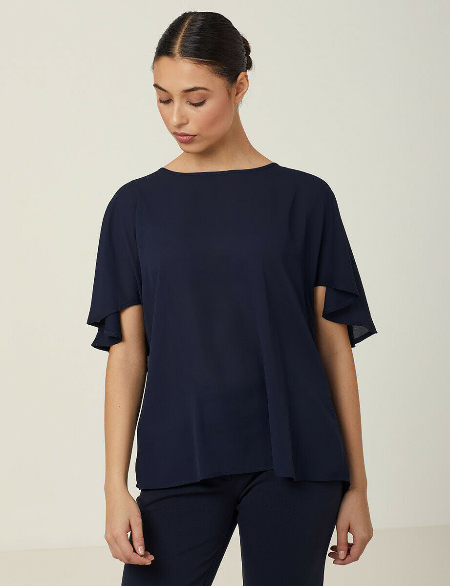 NNT Womens Georgie  Cape Short Sleeve Blouse Classic Fit Comfortable CATUKD- Bannav S Bannav LLC 