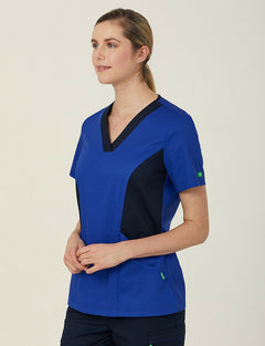 NNT Womens Nightingale V Neck Contrast Scrub Top Nurse Workwear Comfort CATULL- Bannav S Bannav LLC 