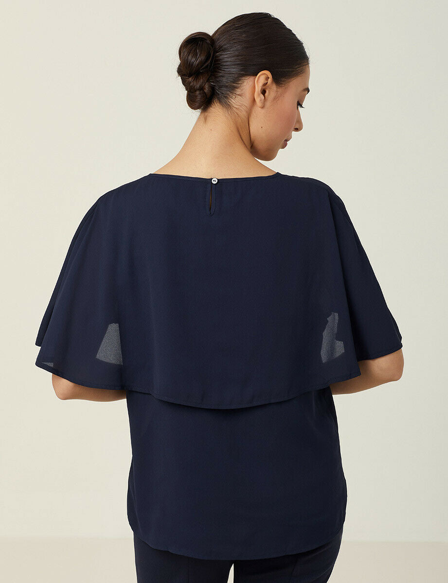 NNT Womens Georgie  Cape Short Sleeve Blouse Classic Fit Comfortable CATUKD- Bannav S Bannav LLC 