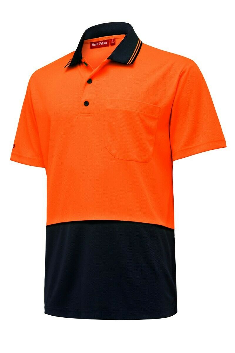 Hard Yakka Core Hi-Vis Micro Safety Cool Polo Work Shirt Tradie S/S Y19605- Bannav S Bannav LLC 