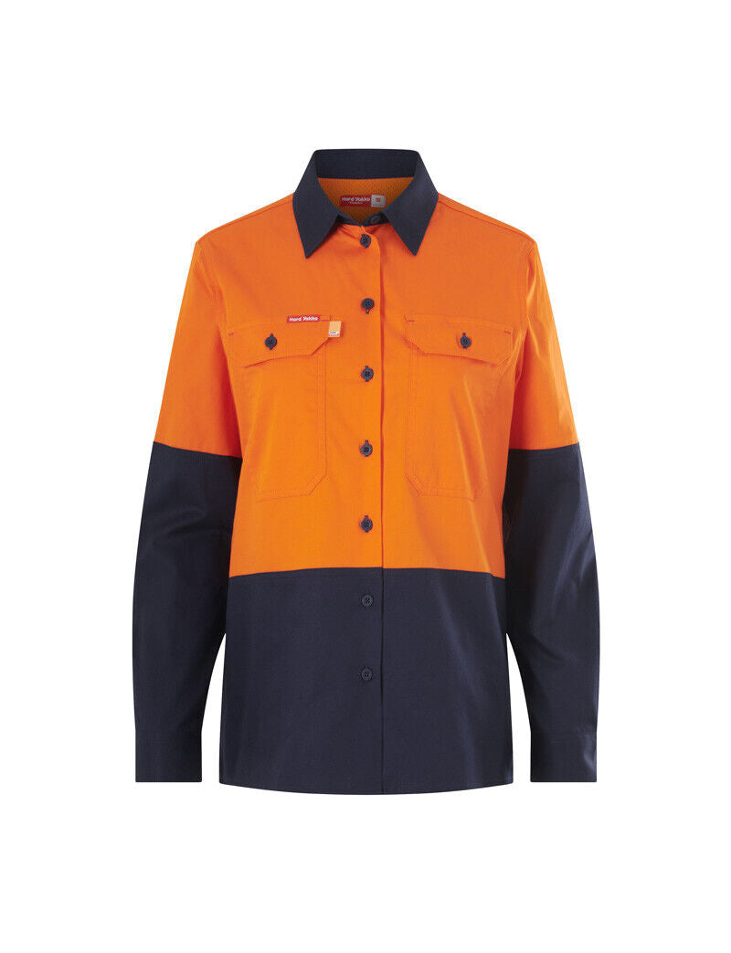 Hard Yakka Womens Long Sleeve HI Vis 2 Tone Reflective Vented Shirt Y08423- Bannav S Bannav LLC 