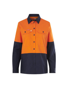 Hard Yakka Womens Long Sleeve HI Vis 2 Tone Reflective Vented Shirt Y08423- Bannav S Bannav LLC 